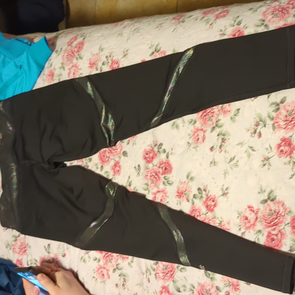 Black Metallic Multicolored Metallic Leggings - image 3